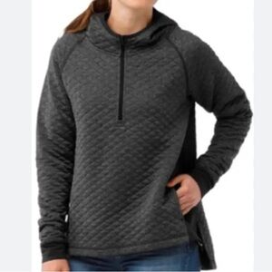 Smartwool Womens M Diamond Peak Quilted Pullover Gray Hoodie Wool Blend 1/4 Zip